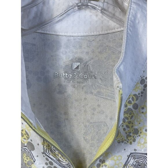 Bette & Court Celeste Print Women's Golf Polo SPF 50 M Zip Mock Neck Sleeve Logo - Picture 3 of 9